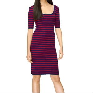 Ralph Lauren Black Label Striped Midi Dress Womens Small Blue Red Nautical Beach